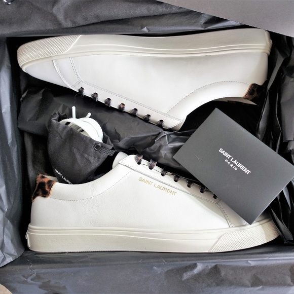 SOLD Saint Laurent White Leather Leopard Pony Hair - Picture 3 of 7